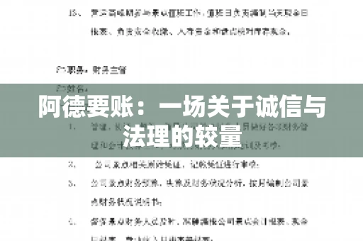 阿德要账:一场关于诚信与法理的较量 阿德要账:一场关于诚信与法理的较量
